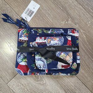 NWT Vera Bradley 3 piece Cosmetic Trio Makeup Bags Quilted Holiday Print NEW